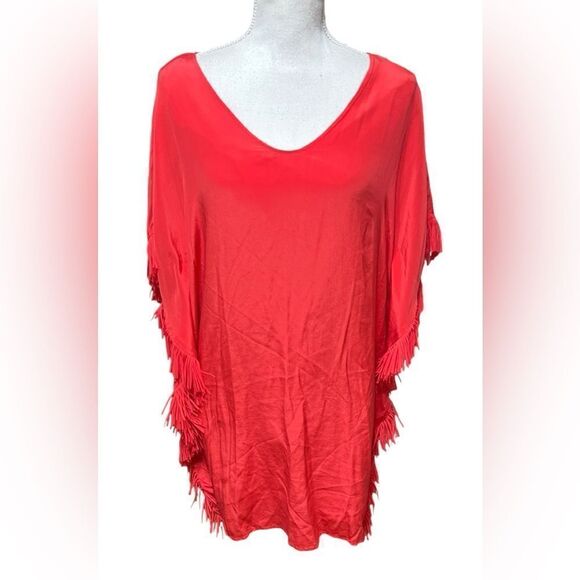 Marie Oliver Orange Maura silk Fringe kaftan tunic, size S - Picture 1 of 6